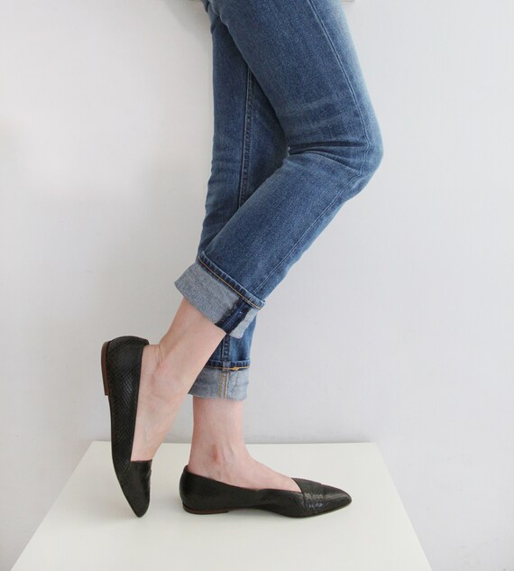 SERGIO ROSSI Vintage 80s Snakeskin Ballet Flats