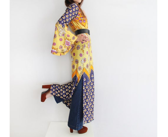 70's Psychedelic Space Age Dress with Bell Sleeves