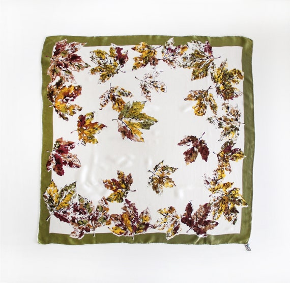 Vintage 70s Greenery Pure Silk Scarf