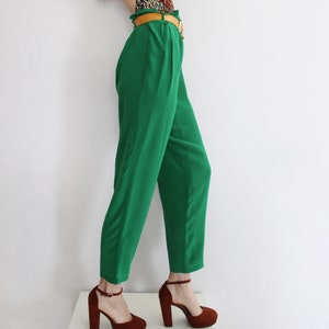 Genny by GIANNI VERSACE 100% Silk Emerald Green Pants image 4