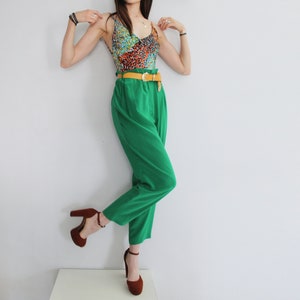 Genny by GIANNI VERSACE 100% Silk Emerald Green Pants image 1