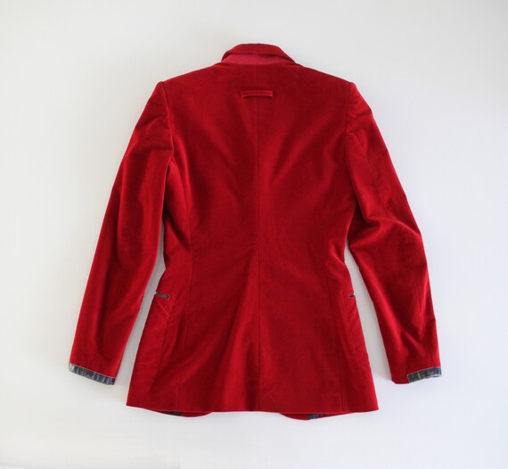90's Jean Paul Gaultier Crimson Red Velvet Blazer… - image 10