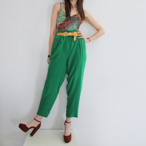 Genny by GIANNI VERSACE 100% Silk Emerald Green Pants image 3