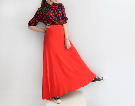 Vintage 70s Suit Poppy Flowers Blouse and Red A-li