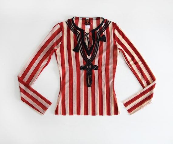 90s JEAN PAUL GAULTIER Soleil Red Stripes and Tass