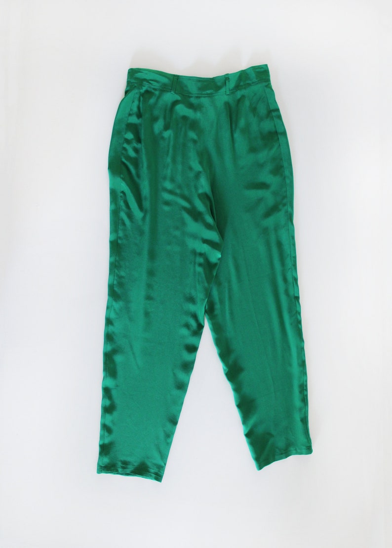 Genny by GIANNI VERSACE 100% Silk Emerald Green Pants image 8
