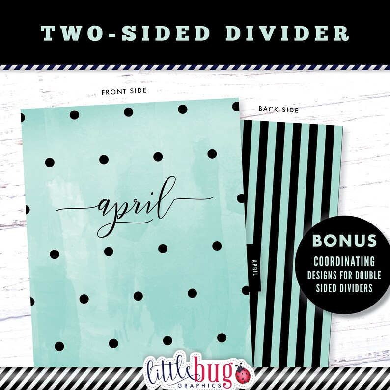 Monthly CLASSIC Happy Planner Dividers Mint & Black Polka Dot Etsy