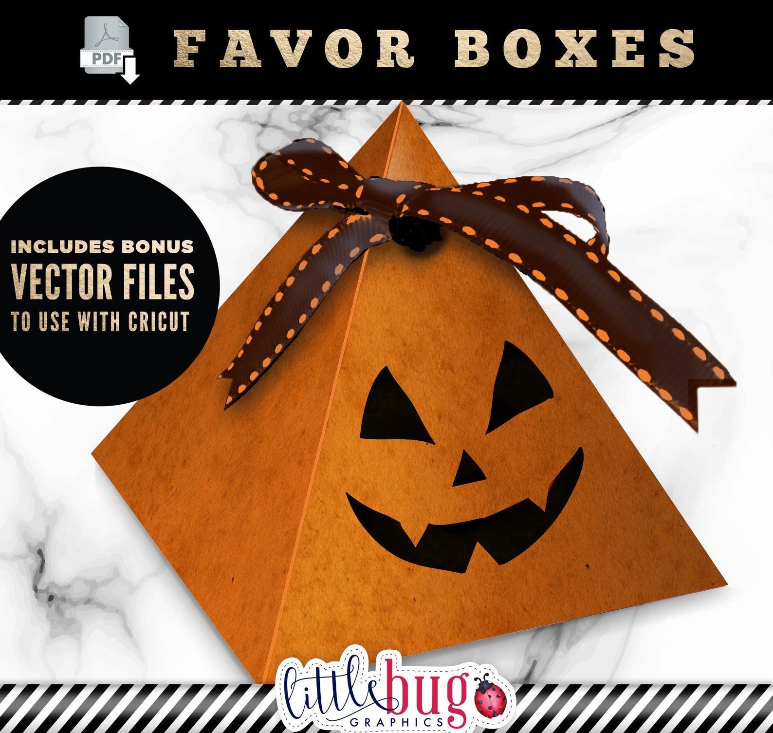 Halloween Origami Favor Box Pumpkin Distressed Gift Goody Etsy