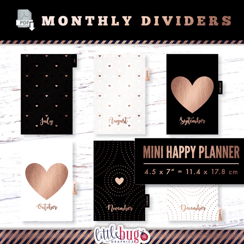 Monthly mini happy planner dividers 12 month tabs any year etsy