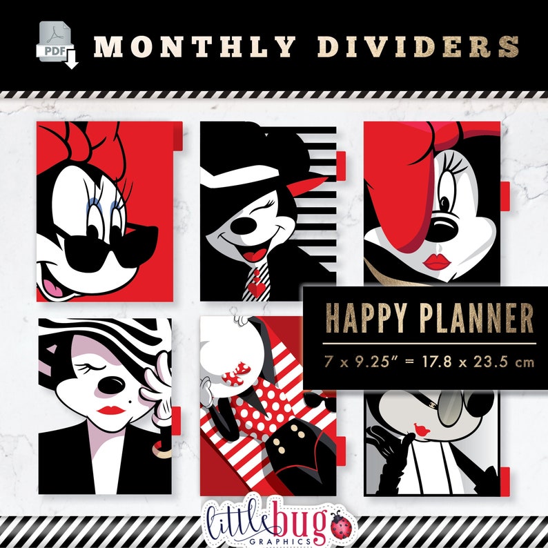CLASSIC Happy Planner Dividers Dashboard Disney Minnie Etsy