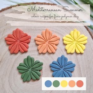 FIMO Soft Color-recept i PDF-format, blandningsguide för polymerlera, 5 paletter för örhängen