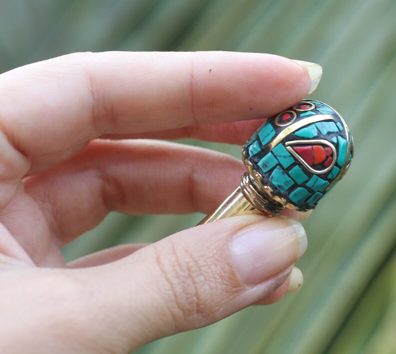 fork bun holder Wooden hair pick with corals and turquoise wood hair stick big hair pin for boho hair design