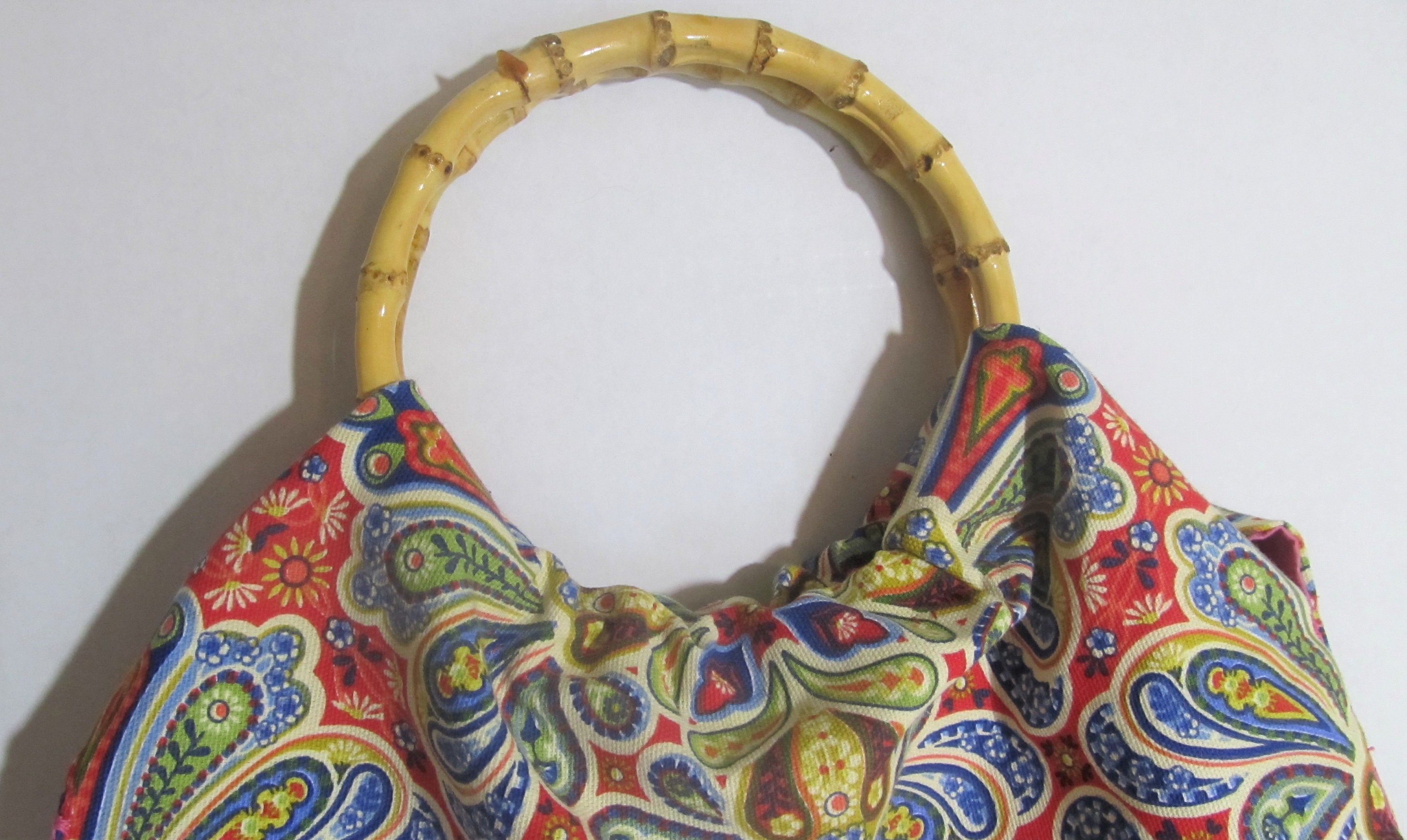 Boho Project Bag, Bamboo Handles, Crochet Bag Etsy