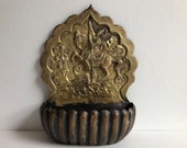 Beautiful vintage solid brass wall planter from Italy St. George and the Dragon