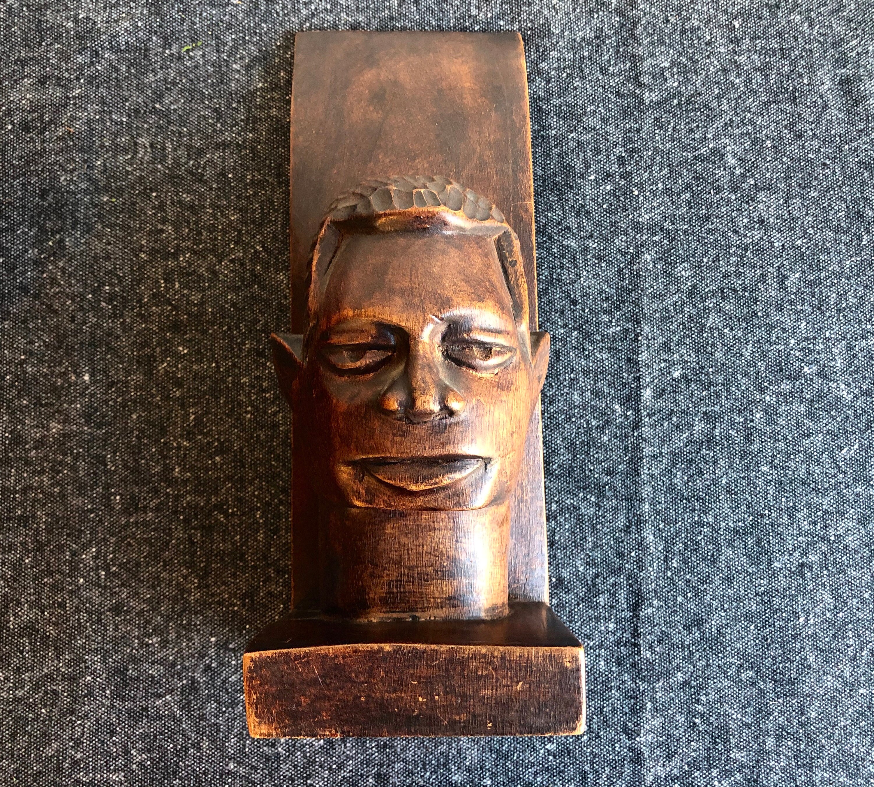 Serre-livres Artisanal Africain - Bois Massif - Couple Homme/Femme - Déco Rare