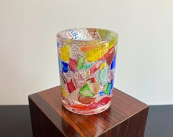 Vintage Murano Cased Glass Tutti Frutti Vase with Silver Aventurine