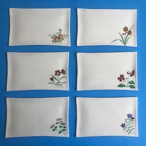 Vintage Japanese Ceramic Sushi Plates: Hand-Painted Floral Appetizer Set