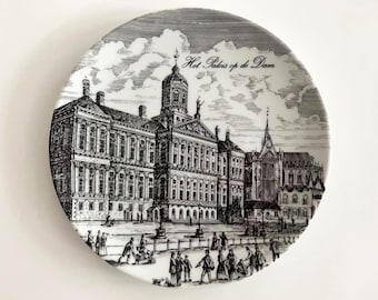 Focke & Meltzer Placa de pared Het Paleis op de Dam: Palacio Real de Ámsterdam, 7 1/2", blanco y negro