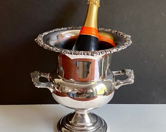 Vintage 1976 Sheridan Regency silver plate engraved champagne cooler, North Oaks Golf Club trophy, Minnesota, champagne bucket, wine cooler