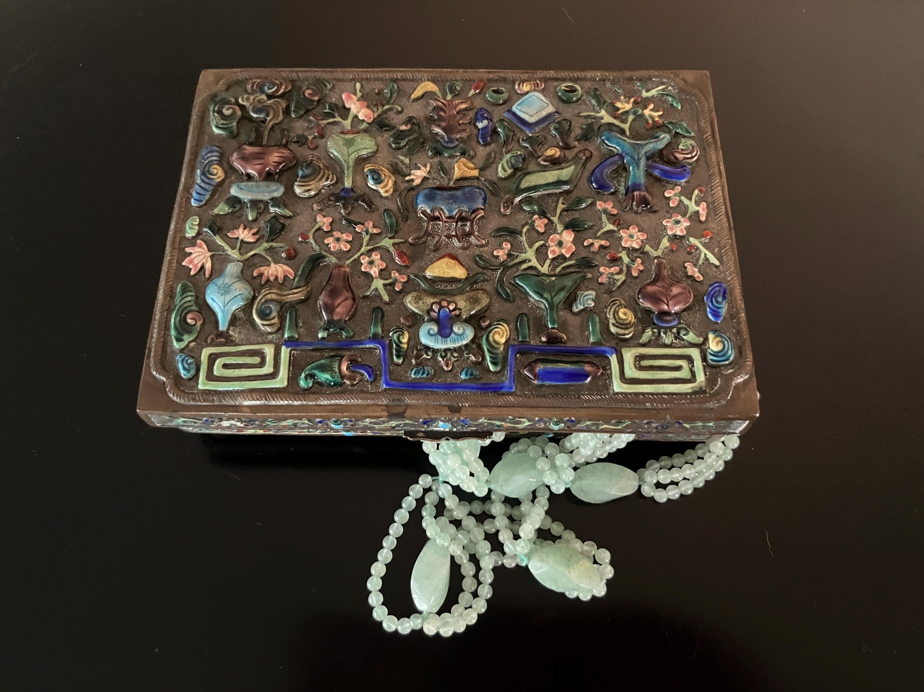 Antique Chinese Brass Enamel Box - Etsy