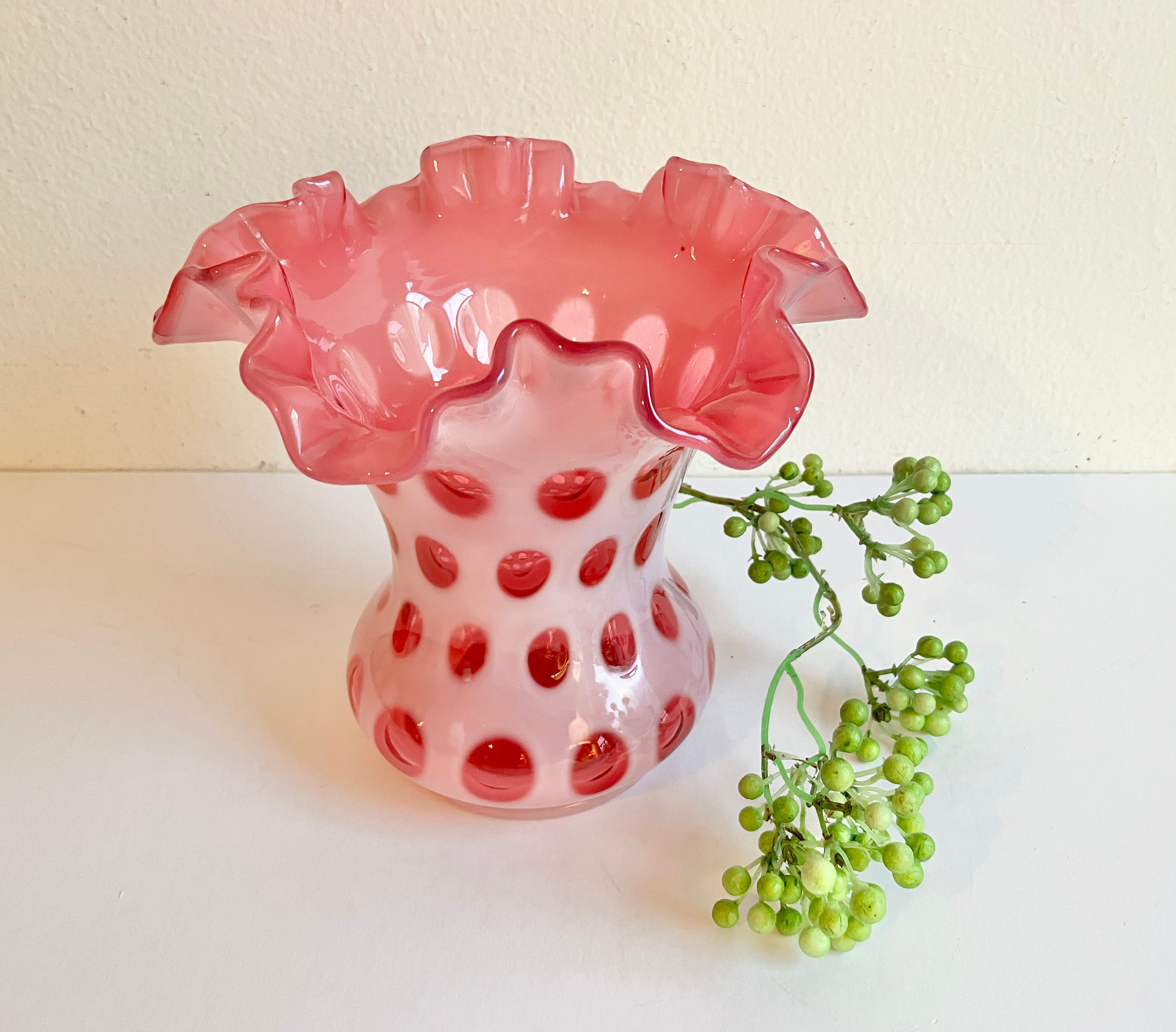 花瓶・フラワースタンド VINTAGE FENTON COIN DOT BOWL Vintage FENTON