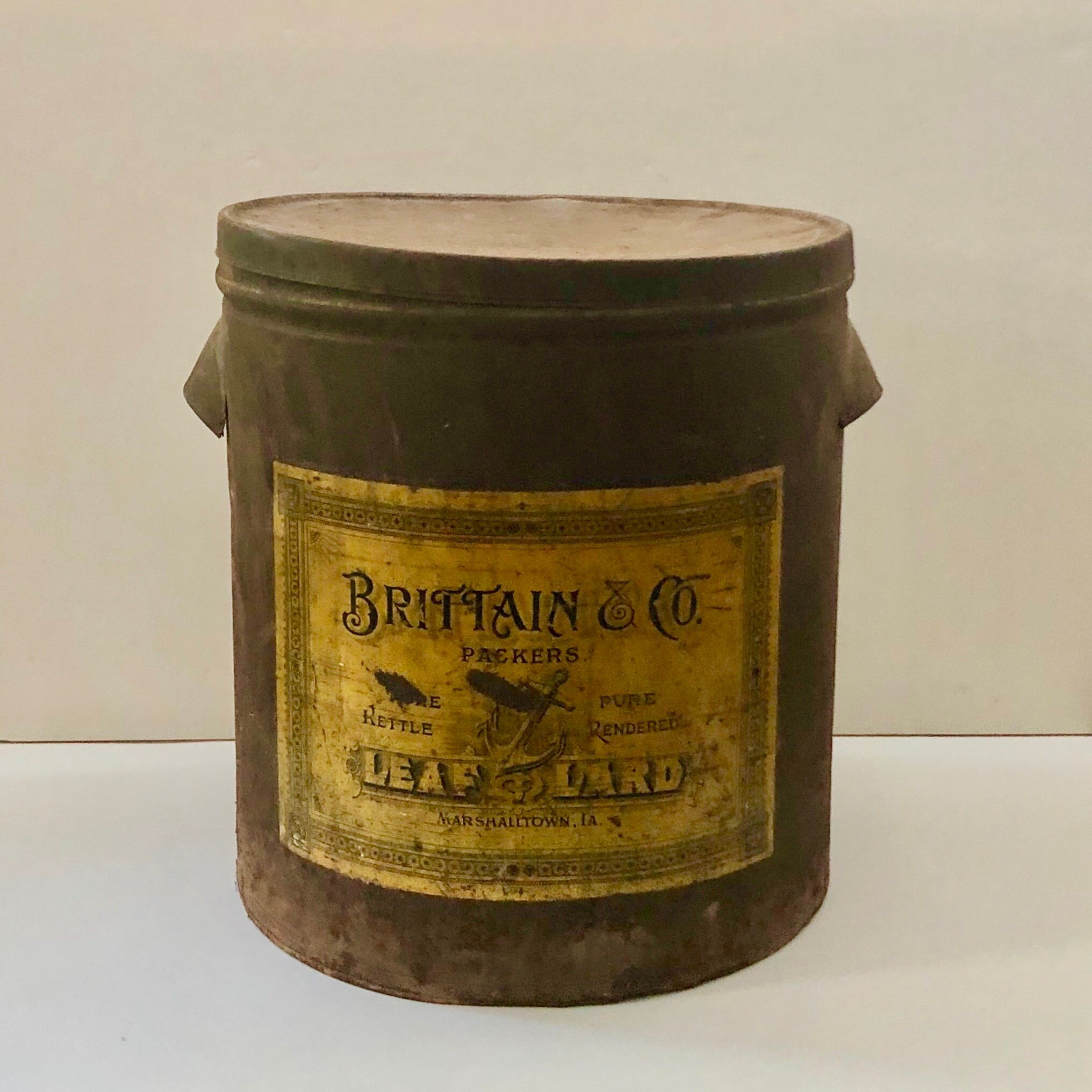 Antique Brittain & Co lard tin leaf lard 13 1/2 tall Etsy