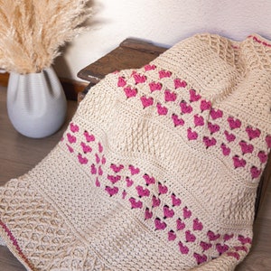 CROCHET PATTERN Heirloom Heart Blanket / Crochet Baby Blanket Pattern / Unique Textured Afghan PDF tutorial