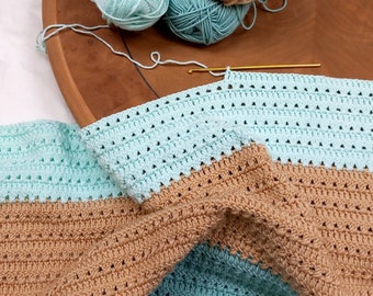 CROCHET PATTERN Color Block Baby Blanket | Easy Beginner Crochet Afghan | Baby Shower Gift Blanket