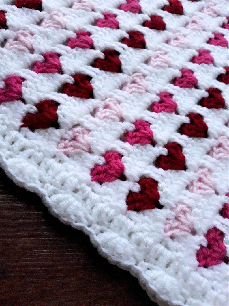 Handmade Red Pink Heart Baby Blanket for Sale. Handmade - Etsy