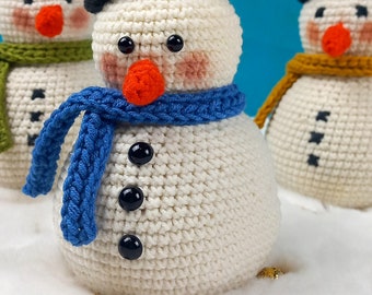 かぎ針編みの雪だるまの編み図、簡単なクリスマスあみぐるみ
