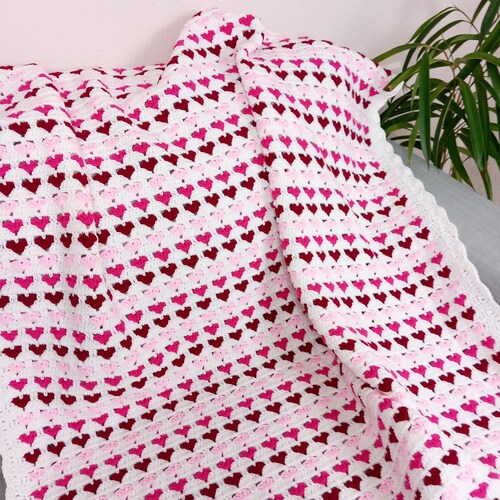 Handmade Blue White Heart Baby Blanket for Sale. Security Etsy