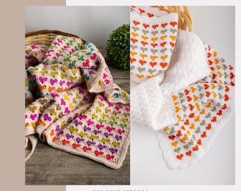 CROCHET PATTERN Baby Heart Blankets Bundle / Unique Baby Afghan Design / Easy Valentine's Day Gift / Romantic Crochet Home Decoration