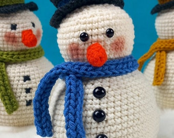 CROCHET PATTERN Primitive Snowman / Easy Snowman Crochet Pattern / Christmas Amigurumi PDF Tutorial / Low Sew Crochet Snowman