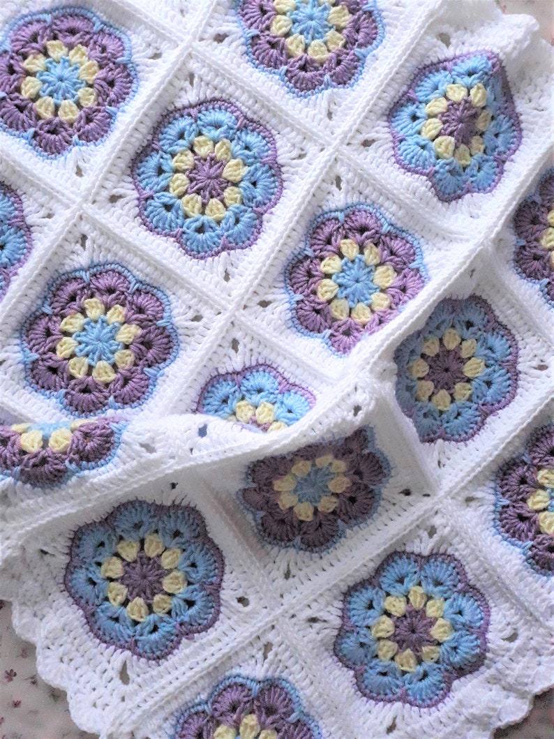 Handmade granny squares afghan for sale. Handmade crochet baby | Etsy