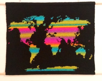 CROCHET PATTERN Tapestry World Map / Geography Wall Hanging Crochet Pattern / Easy Nerd Geek Decoration Design / Countries Map Room Decor