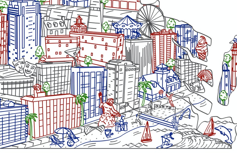 Virginia Beach Wall Art Virginia Beach Skyline Print Etsy