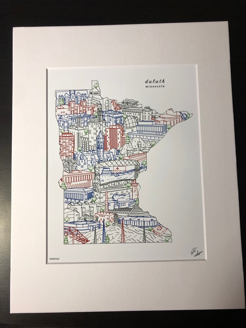 Duluth Minnesota Wall Art Duluth Skyline Print University Etsy