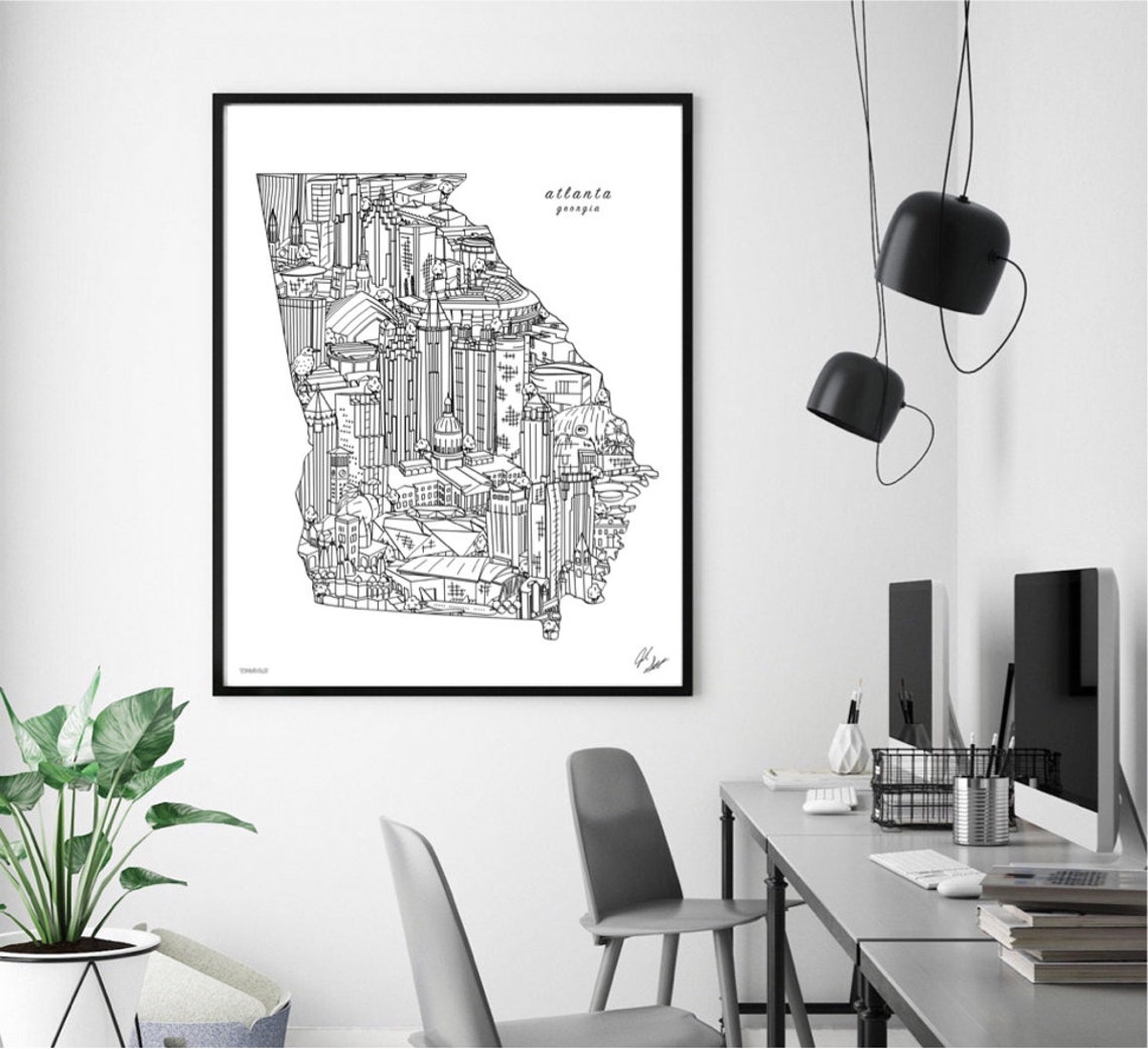 Atlanta Wall Art Atlanta GA Skyline Print Etsy