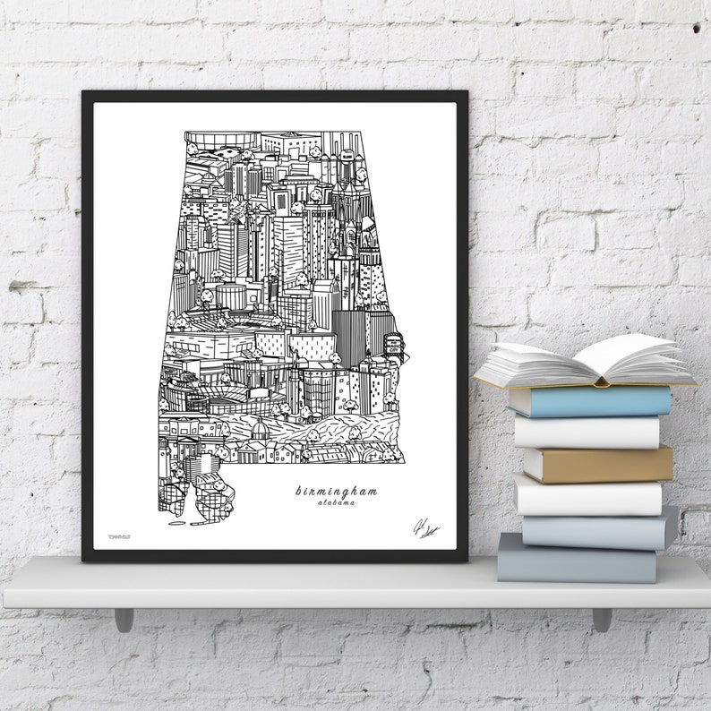 Birmingham Alabama Wall Art Birmingham Skyline Print UAB Etsy