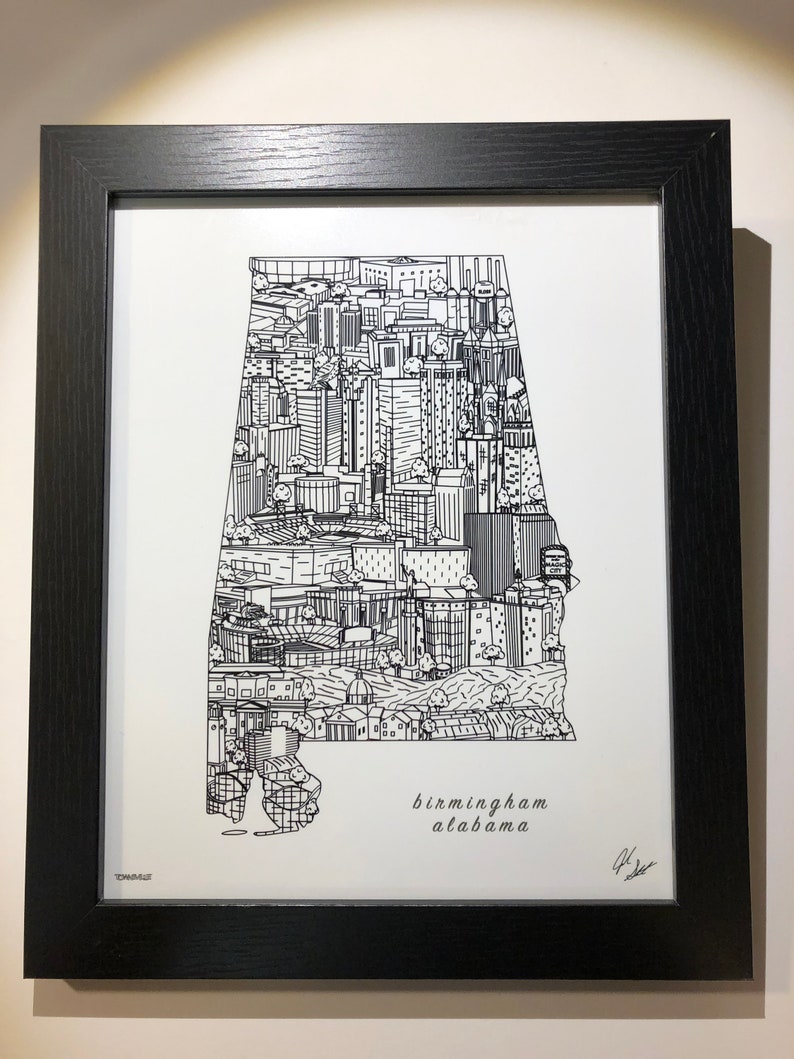 Birmingham Alabama Wall Art Birmingham Skyline Print UAB Etsy