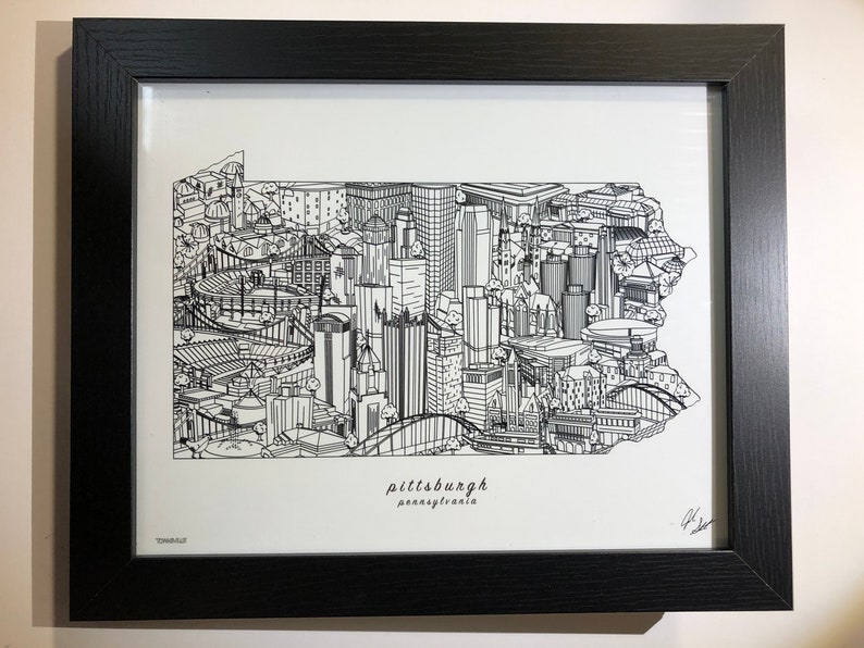 Pittsburgh Pennsylvania Wall Art Pittsburgh Skyline Print Etsy