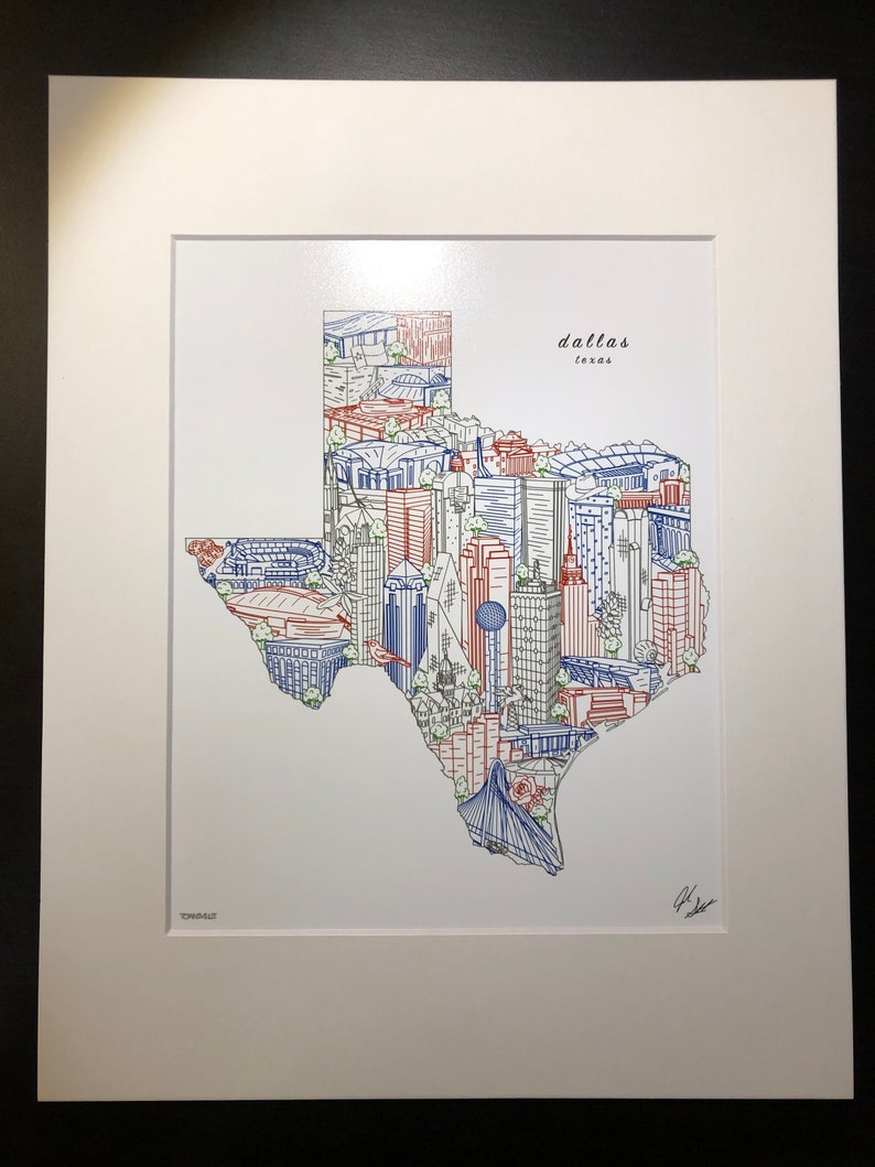 Dallas Wall Art Dallas Skyline Print Southern Methodist Etsy