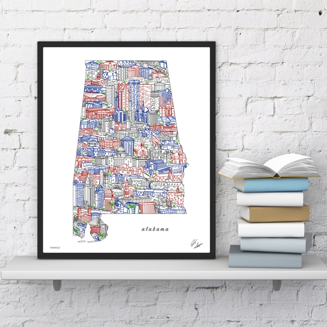 Alabama Wall Art Birmingham Skyline Art Alabama Print Etsy
