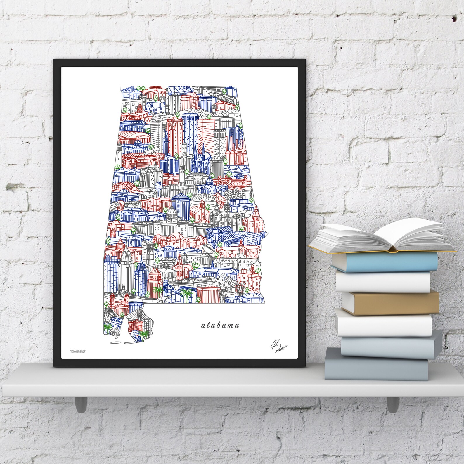 Alabama Wall Art Birmingham Skyline Art Alabama Print Etsy