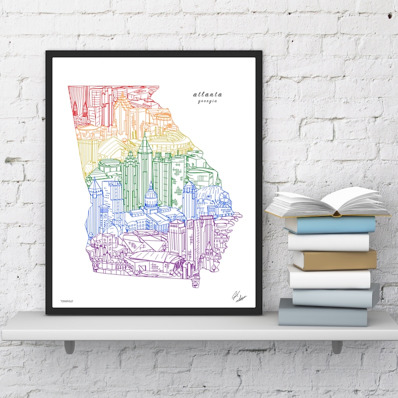 Atlanta Wall Art Atlanta GA Skyline Print Etsy