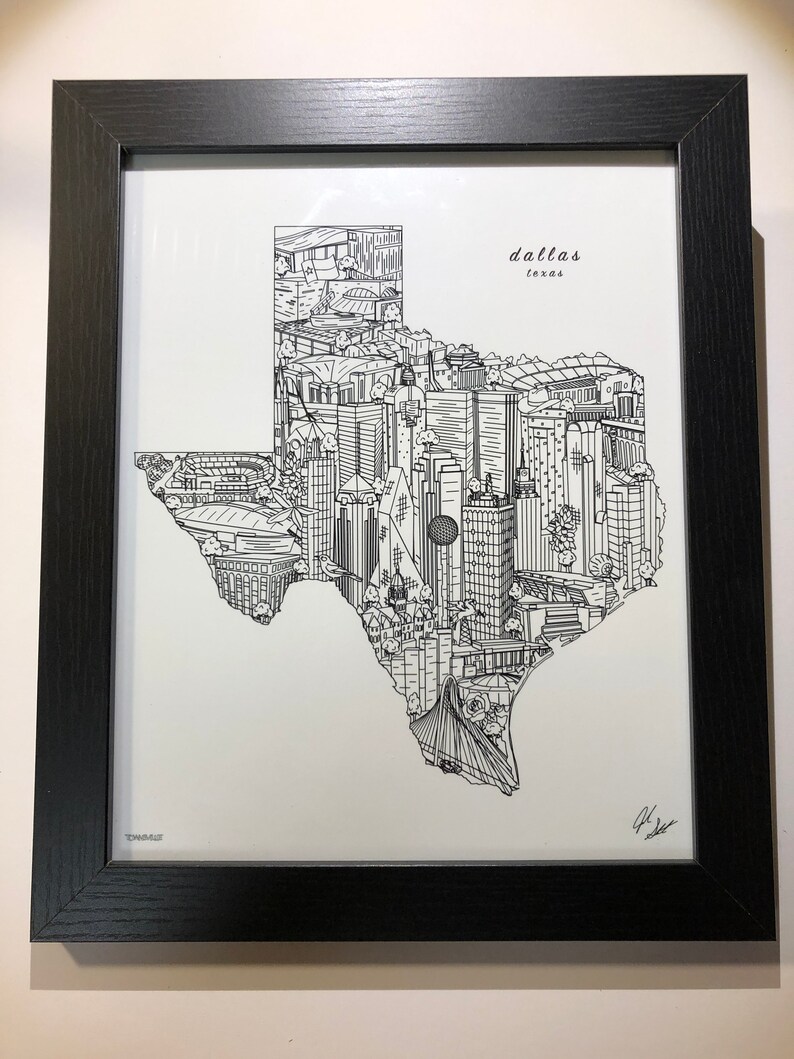 Dallas Wall Art Dallas Skyline Print Southern Methodist Etsy