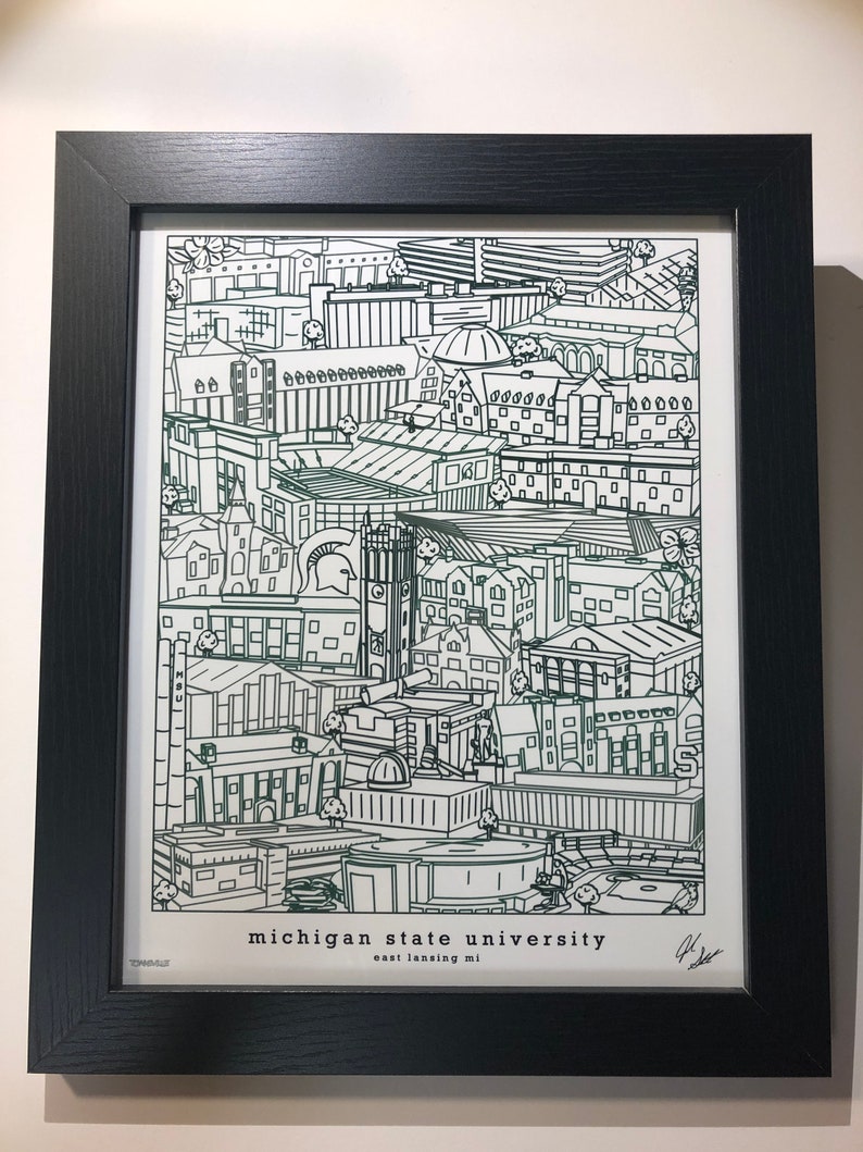 Michigan State University Wall Art Michigan State Graduation Etsy