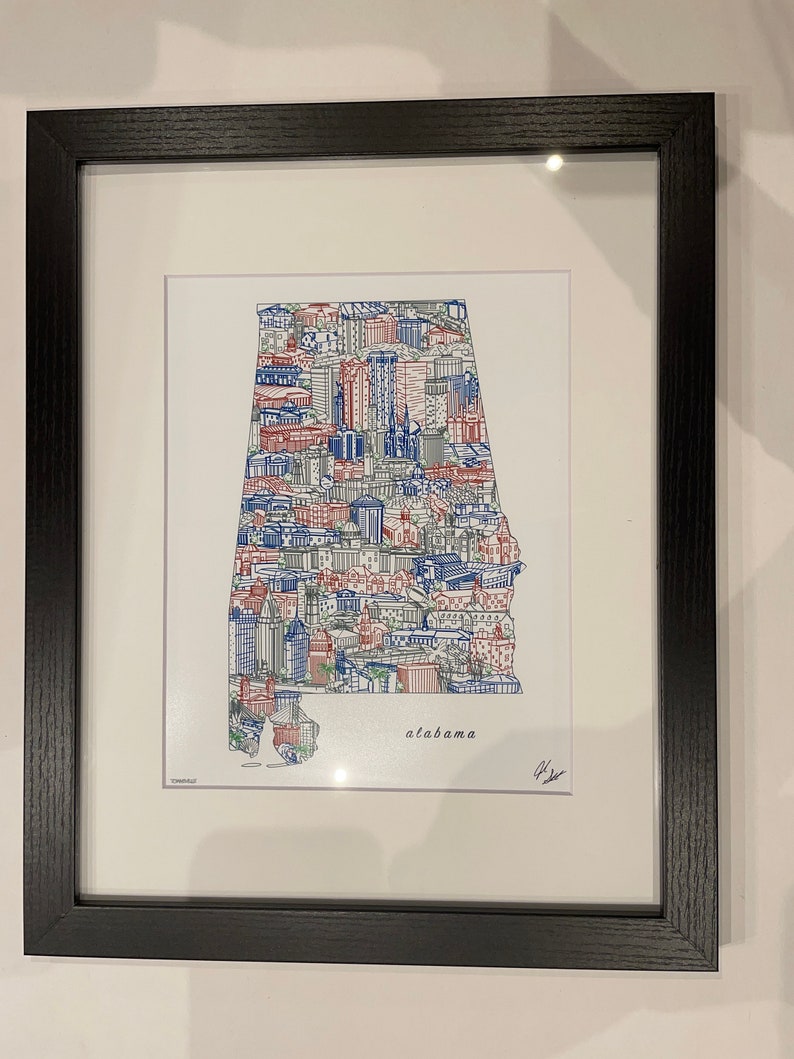 Alabama Wall Art Birmingham Skyline Art Alabama Print Etsy