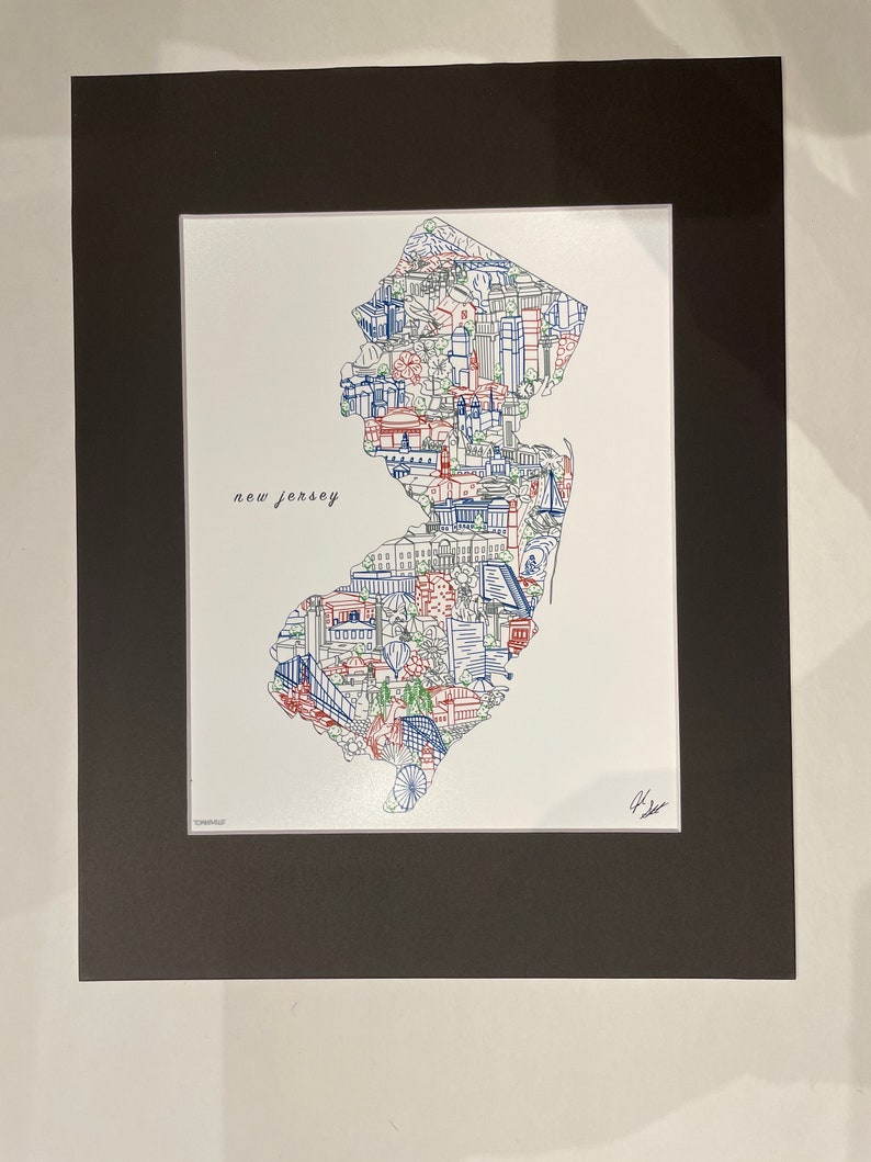 New Jersey Wall Art New Jersey Art Map Print Souvenir Gift Etsy