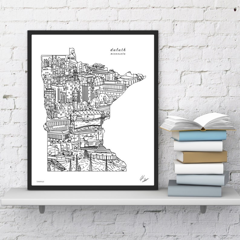 Duluth Minnesota Wall Art Duluth Skyline Print University Etsy